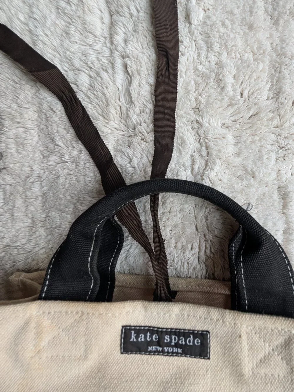 Kate Spade mini canvas tote cream and black
